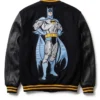 Batman Printed Black Zip Up Varsity Jacket 