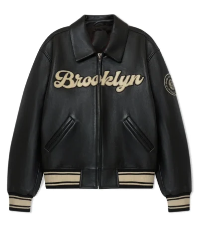 Bero X KidSuper Black Leather Varsity Jacket