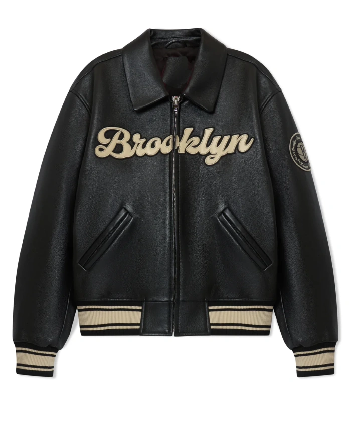 Bero X KidSuper Black Leather Varsity Jacket