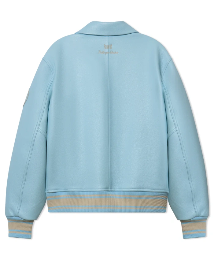 Bero X KidSuper Blue Leather Varsity Jacket