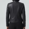 Black Lambskin Leather Biker Style Jacket On Sale
