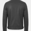 Black Leather Biker Style Jacket For Mens