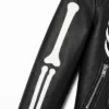 Black Leather White Skeleton Bones Leather Biker Cosplay Jacket
