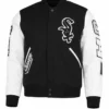 Buy Chicago Sox Black And White Wool with Leather Varsity Jacket 
