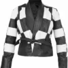 Buy Hailee Steinfeld Sinners Mary Black and White Leather Checkered Moto Jacket