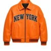 Buy Josh Hart NBA New York Knicks 2026 Orange Leather Jacket