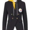 Buy Pittsburgh Steelers Women Black Blazer With Removable Hoodie