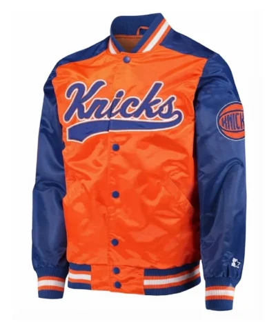 Buy The Tradition Ii Team Ny Knicks Orange And Blue Satin Jacket Sale