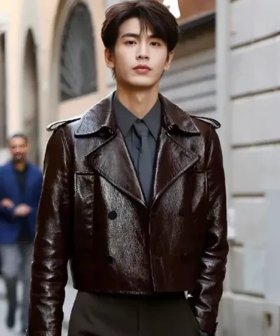 Buy Zhang Linghe Gucci Cruise 2026 Brown Leather Jacket