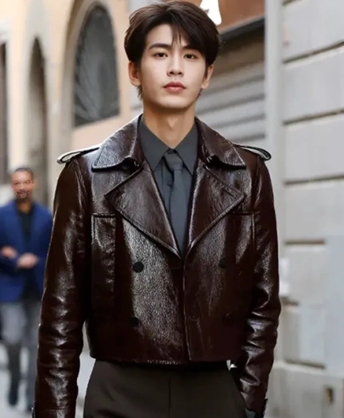 Buy Zhang Linghe Gucci Cruise 2026 Brown Leather Jacket