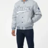 BuybDallas Cowboys Full Snap Gray Satin Bomber Jacket