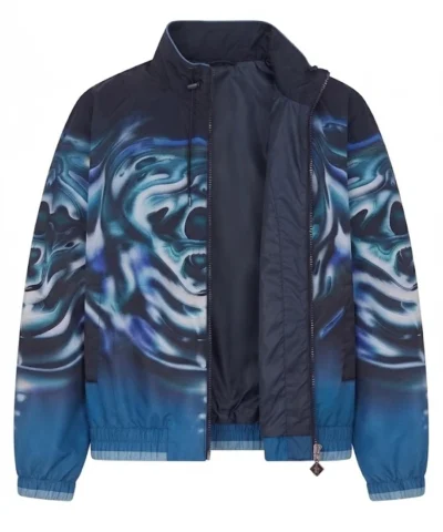 Casablanca Graphic print Drawstring Zip Up Blue Jacket