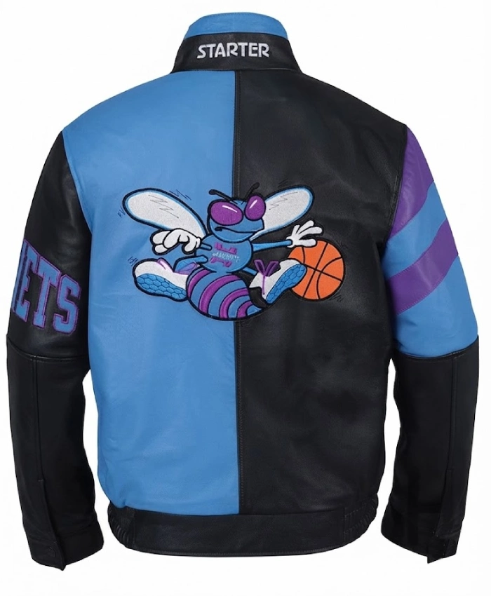 Charlotte Hornets Vintage Leather Zipper Jacket For Mens and Womens