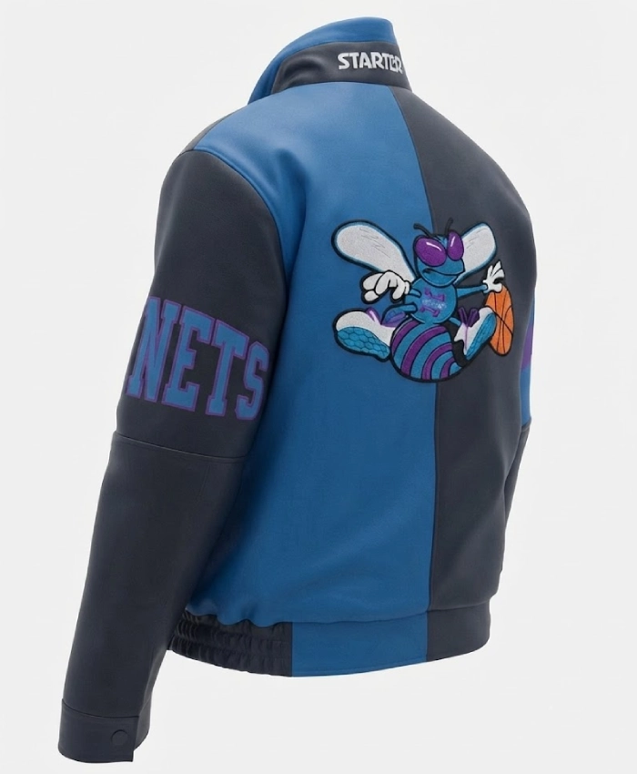 Charlotte Hornets Vintage Leather Zipper Jacket