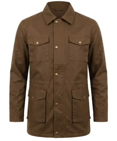 Chris Evans Avengers Doomsday Patch Pockets and Zipper Closure Tobacco Tactical Field Jacket