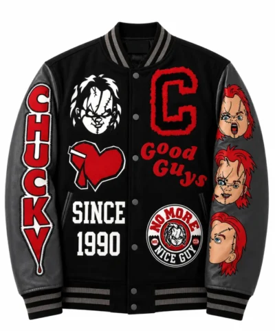 Chucky Since 1990 Good Guys Black and Grey Wool Varsity Jacket 