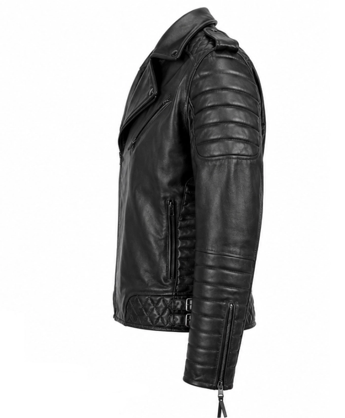Classic Quilted Biker Leather Jacket