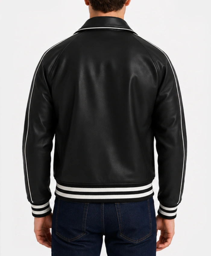 Cooper Black Leather Varsity Jacket