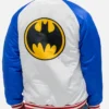 DC Batman Vintage Full Zip White and Blue Satin Jacket