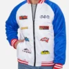 DC Batman Vintage Logo White and Blue Satin Jacket