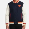DC Comics Superman Superhero Blue and White Varsity Jacket