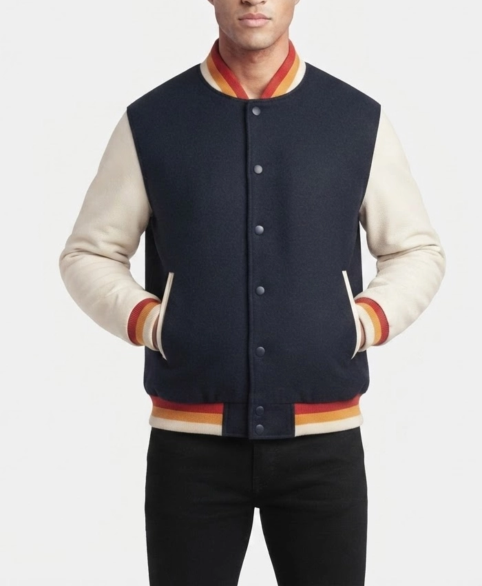 DC Comics Superman Superhero Leather Varsity Jacket