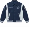 Dallas Cowboys Air Supremacy Full Snap Navy Wool Varsity Jacket
