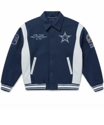 Dallas Cowboys Air Supremacy Full Snap Navy Wool Varsity Jacket