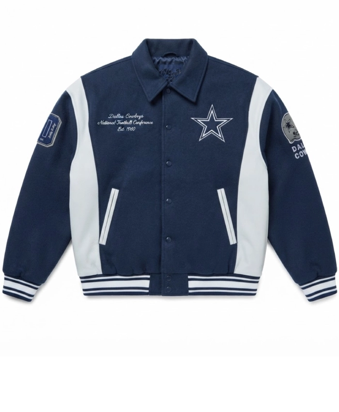 Dallas Cowboys Air Supremacy Full Snap Navy Wool Varsity Jacket