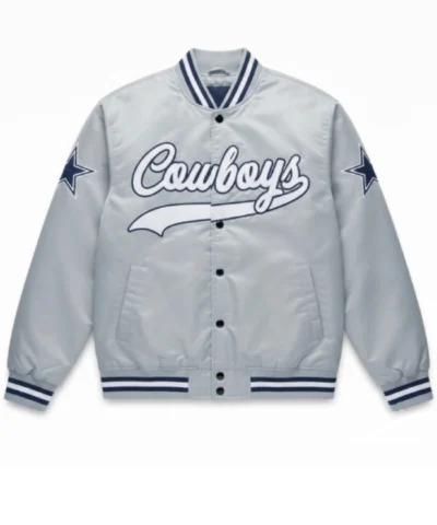 Dallas Cowboys Gray Satin Bomber Jacket