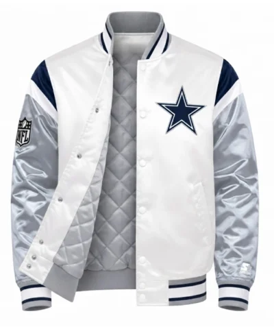Dallas Cowboys Shutout Varsity White Satin Jacket