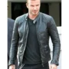David Beckhams Black Biker Quilted Jacket