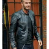 David Beckhams Black Biker Quilted Leather Jacket