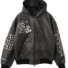 Disney x Adidas Mickey Mouse Black Leather Hooded Jacket