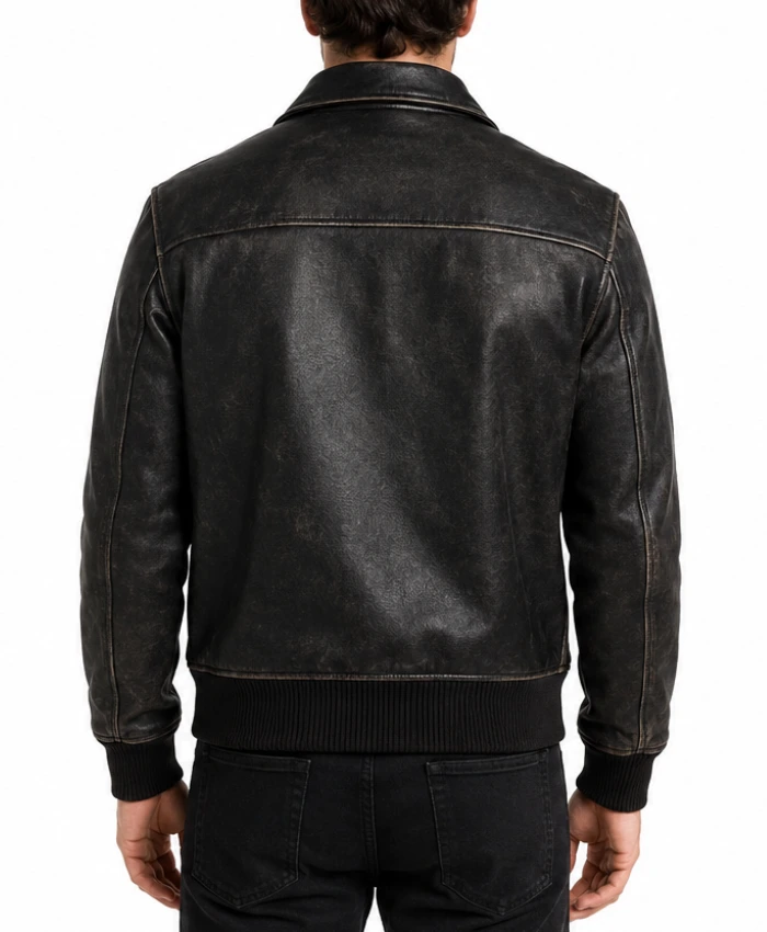 Mens Distressed A2 Bomber Leather Jacket