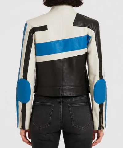Dolce and Gabbana Blue Motorcycle Jacket Back