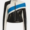 Dolce and Gabbana Blue Motorcycle Leather Jacket Front