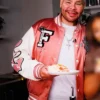 Fat Joe Azzy Milan Family Style Food Festival Pink And White Satin Varsity Jacket