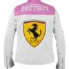Ladies Ferrari Pink Leather Racing Jacket