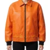Flame Skull Leather Bomber Jacket