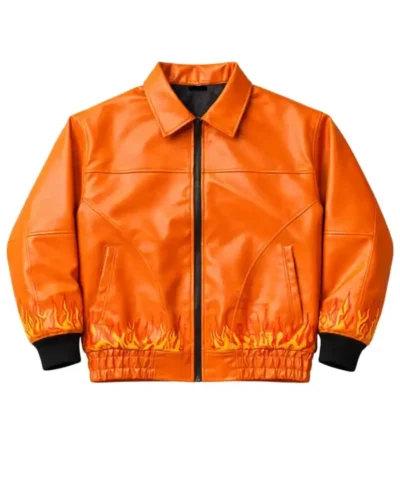 Flame Skull Orange Bomber Jacket