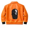 Flame Skull Orange Leather Bomber Jacket