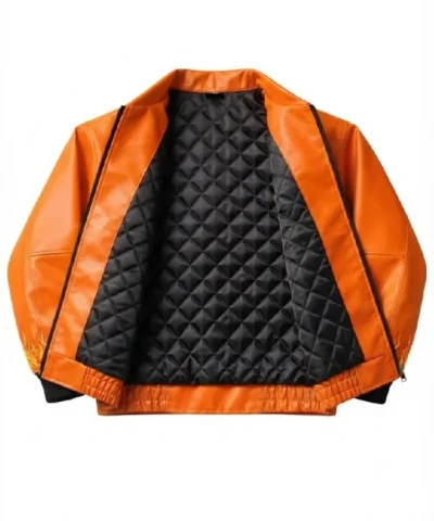 Flame Skull Orange Leather Jacket