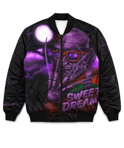 Freddy Krueger Zip Up Satin Bomber Jacket