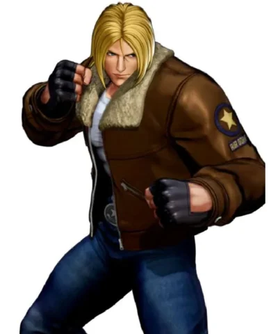 Garou Mark of the Wolves Terry Bogard Brown Shearling Leather Jacket