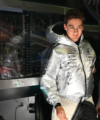 George Russell Mercedes F1 Adidas Metallic Silver Hooded Jacket