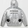 George Russell Mercedes F1 Adidas Metallic Silver Parachute Hooded Jacket On Sale