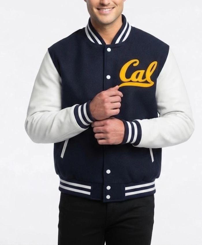 Get Cal Navy Blue and White Wool Jacket