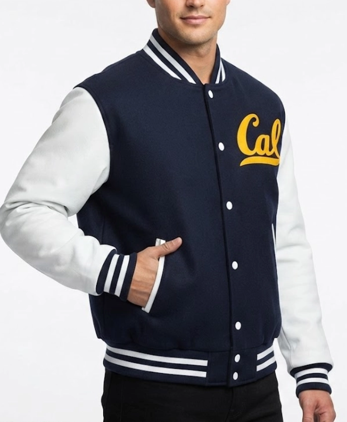 Get Cal Navy Wool Varsity Jacket
