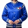 Get Toronto Blue Jays Teddy Blue Varsity Satin Jacket